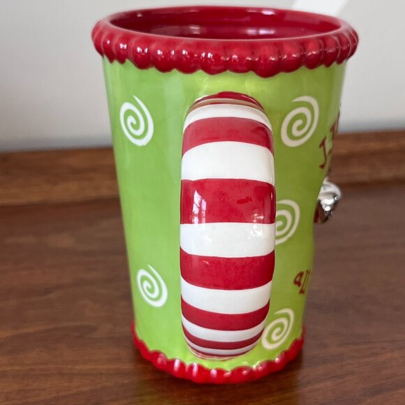 Pier 1 Jingle All the Way Mug Ringing Bell Tall Christmas Coffee Cup Dolomite - Picture 4 of 10